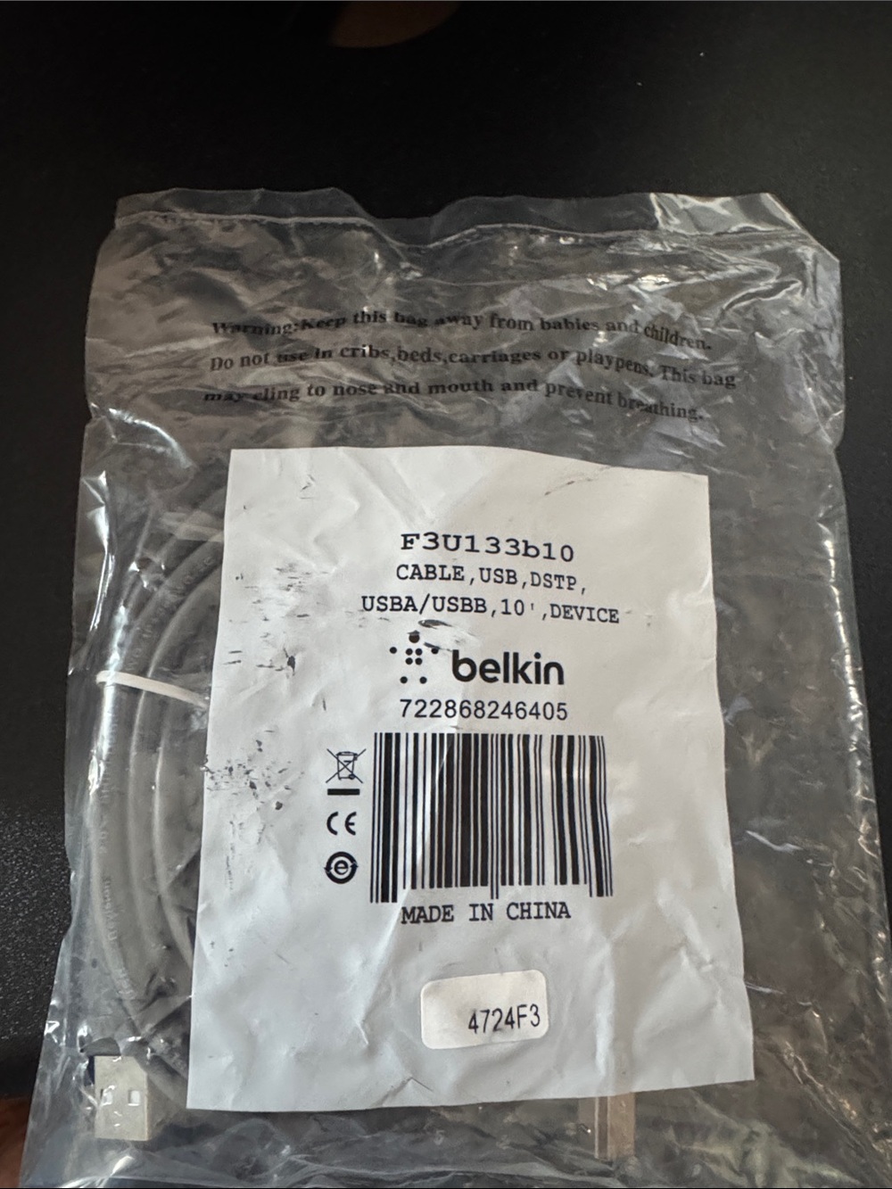 belkin White USB-A to USB-B Device Cable - 10'